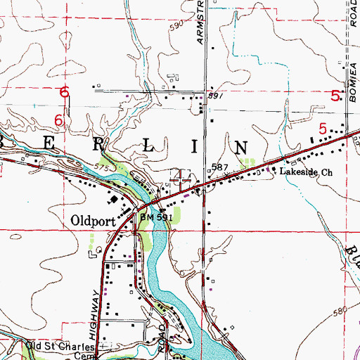 Topographic Map of Newport Cemetery, MI
