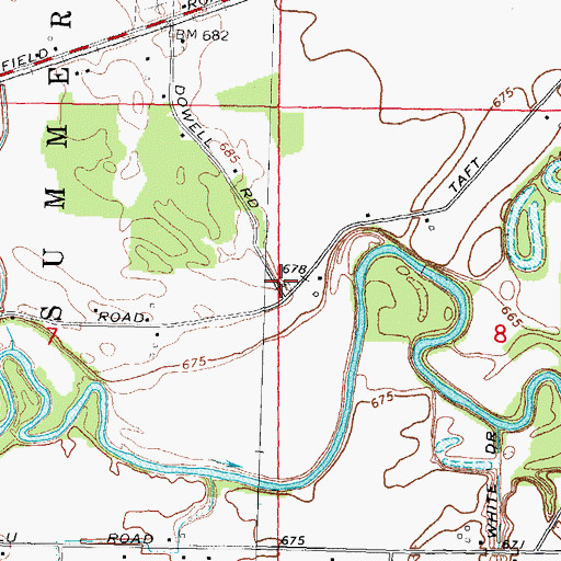 Topographic Map of Burnham Cemetery, MI