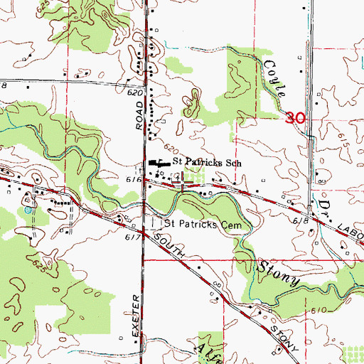 Topographic Map of Saint Patrick's Cemetery, MI