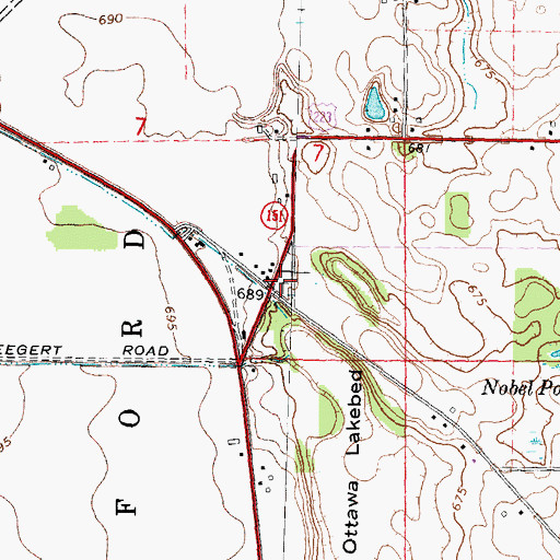 Topographic Map of Pleasant View Cemetery, MI