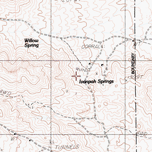 Topographic Map of Ivanpah Springs, CA