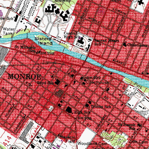 Topographic Map of Monroe Historical Marker (historical), MI