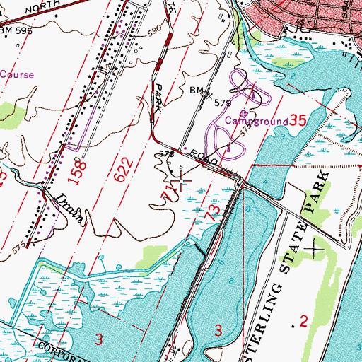 Topographic Map of Lake Erie Historical Marker (historical), MI