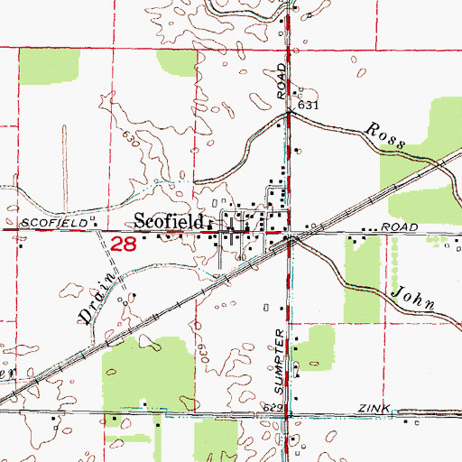 Topographic Map of Exeter Township Hall Historical Marker, MI