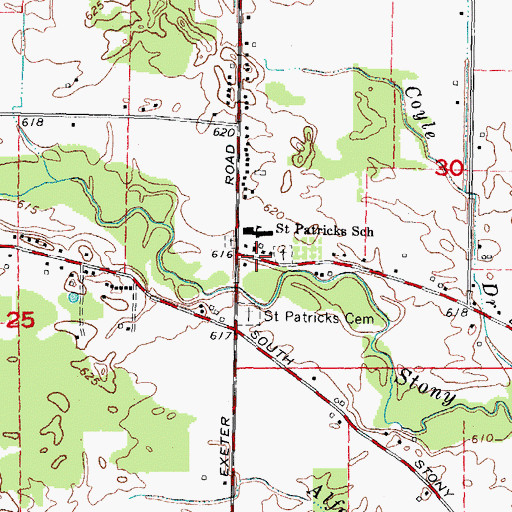 Topographic Map of Saint Patrick Church Historical Marker, MI