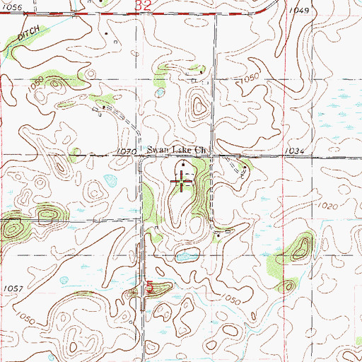 Topographic Map of Swan Lake Cemetery, MN