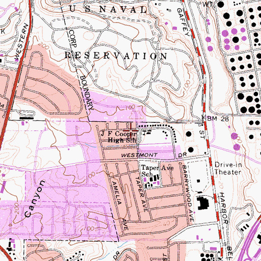 Topographic Map of J F Cooper High School, CA