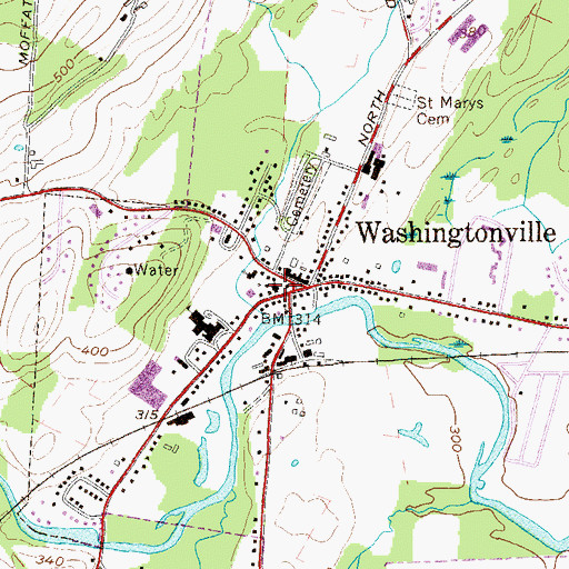 Topographic Map of Moffat Library, NY