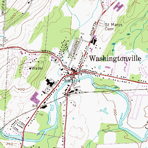 Topographic Map of Washingtonville Village Hall, NY