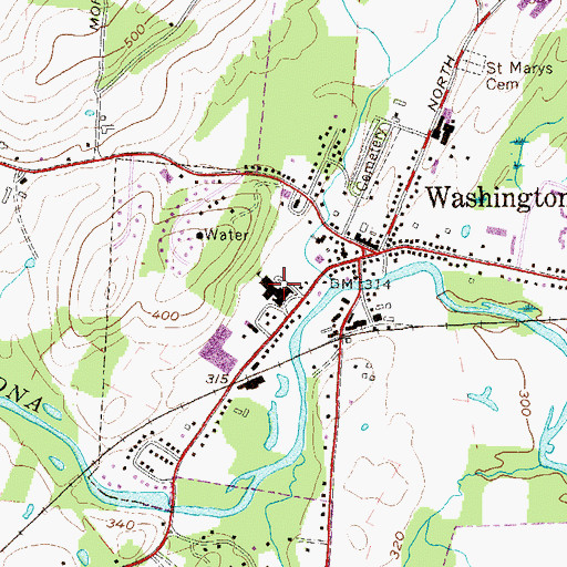 Topographic Map of Washingtonville Middle School, NY