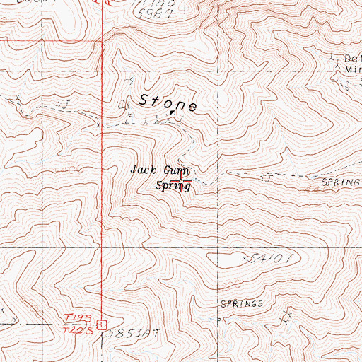 Topographic Map of Jack Gunn Spring, CA