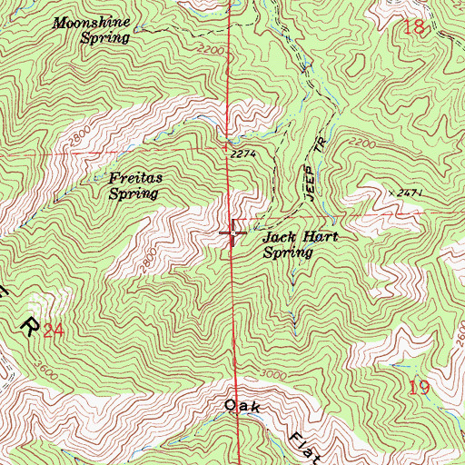 Topographic Map of Jack Hart Spring, CA