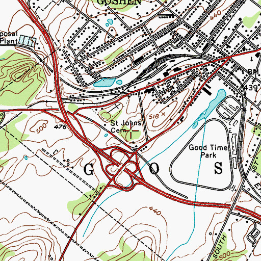 Topographic Map of Goshen Village Plaza Shopping Center, NY