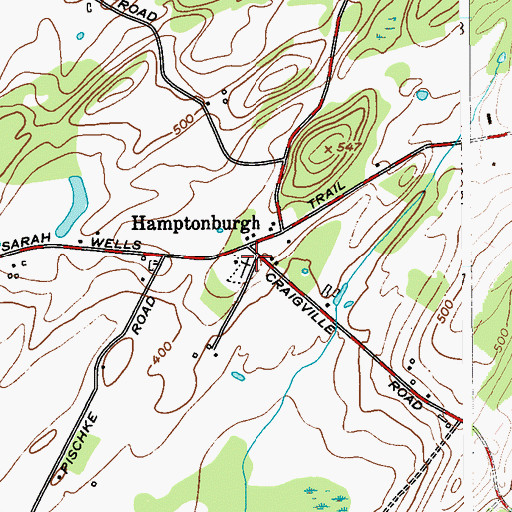 Topographic Map of Hamptonburgh Cemetery, NY