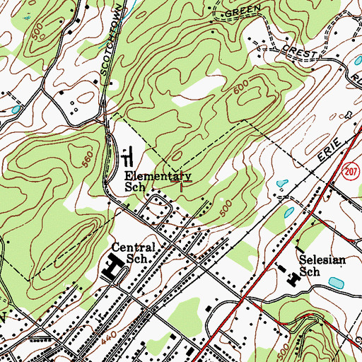 Topographic Map of Goshen Intermediate School, NY