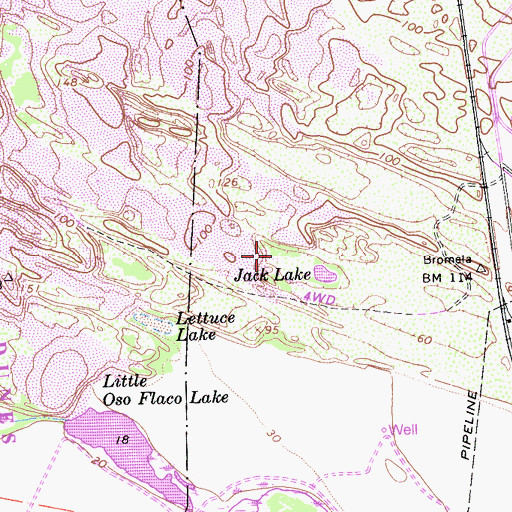 Topographic Map of Jack Lake, CA