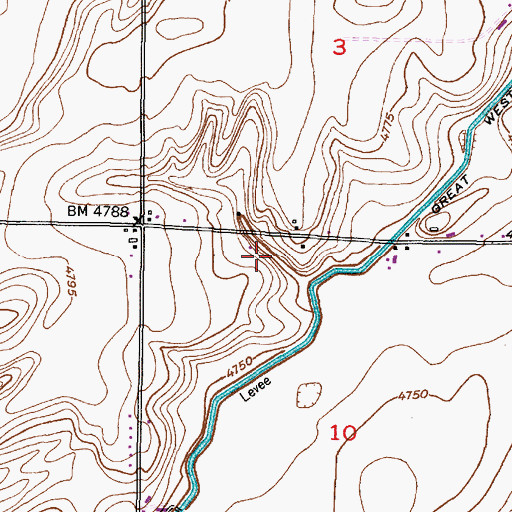 Topographic Map of Diversion Ditch, ID
