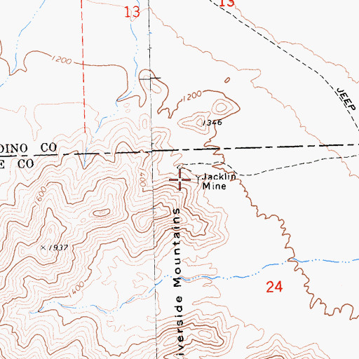 Topographic Map of Jacklin Mine, CA