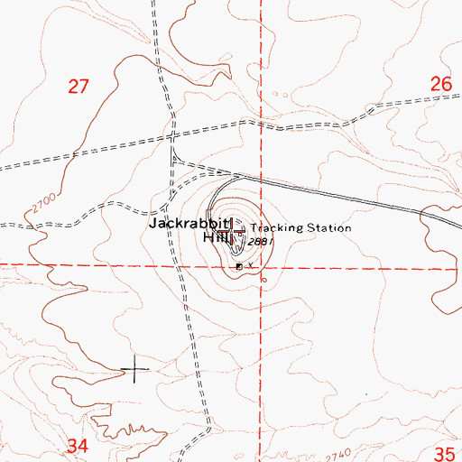 Topographic Map of Jackrabbit Hill, CA
