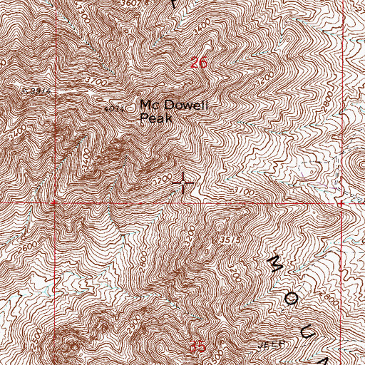 Topographic Map of Bell Pass, AZ
