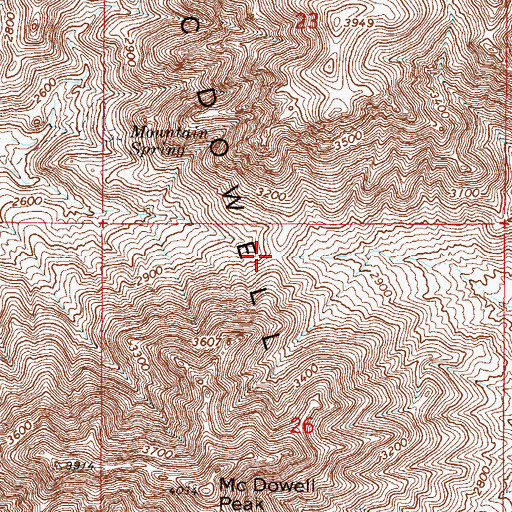 Topographic Map of Windgate Pass, AZ