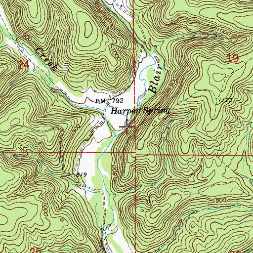 Topographic Map of McIntire Spring Branch, MO