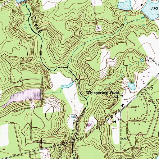 Topographic Map of Hickman Creek, NC