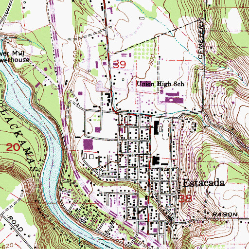 Topographic Map of Estacada Assembly of God Church, OR