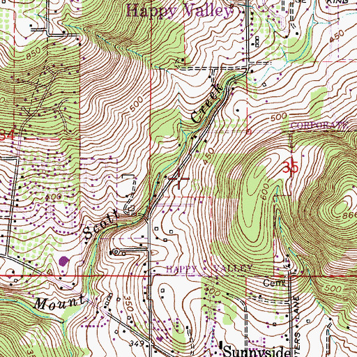 Topographic Map of Living Streams Church of Christ, OR