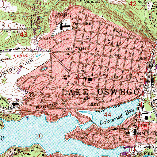 Topographic Map of Our Lady of the Lake Church, OR