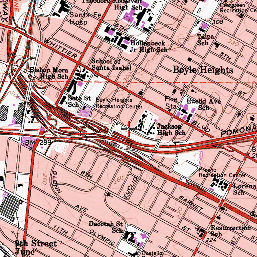 Topographic Map of Sunrise Elementary School, CA