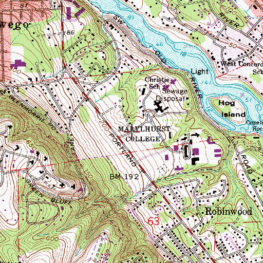 Topographic Map of Convent of the Holy Names, OR