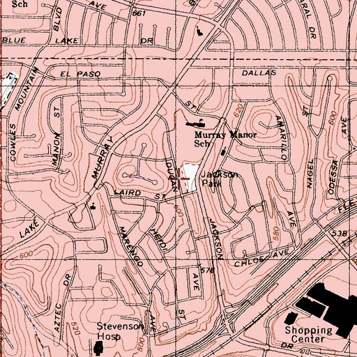 Topographic Map of Jackson Park, CA