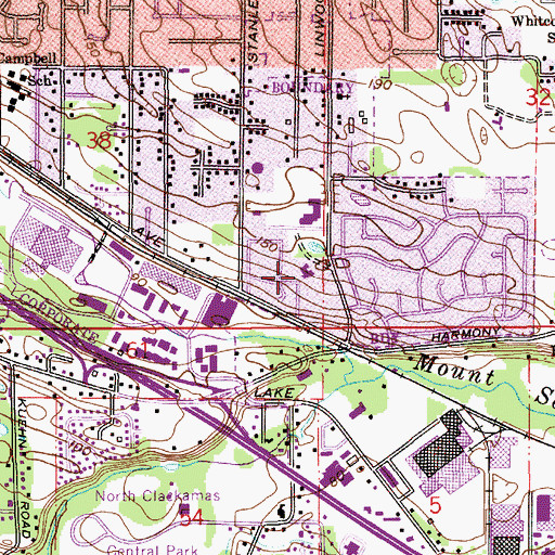 Topographic Map of Milwaukie Covenant Church, OR