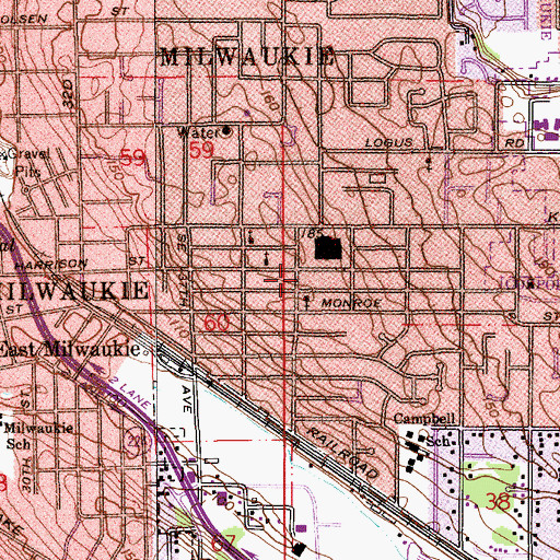 Topographic Map of North Clackamas Church of Christ, OR