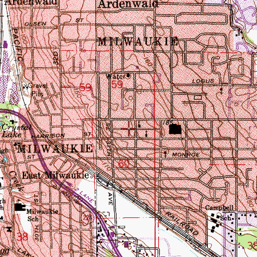 Topographic Map of Open Bible Community Church, OR