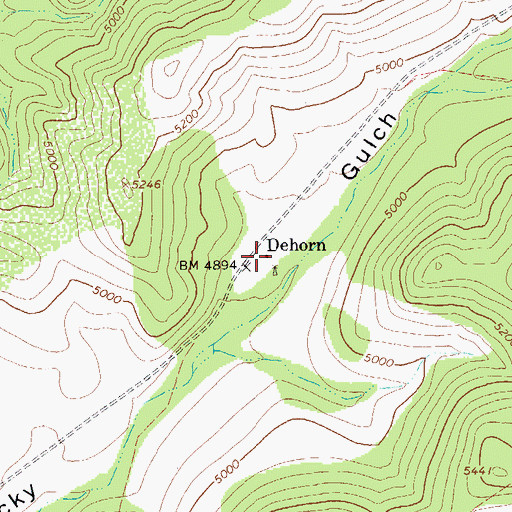 Topographic Map of Dehorn, AZ