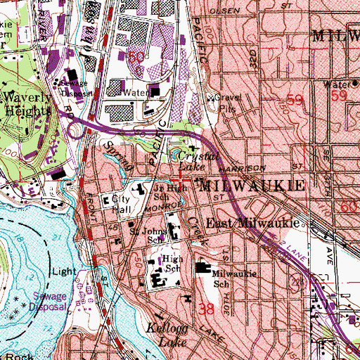 Topographic Map of Bridge City Community Church, OR