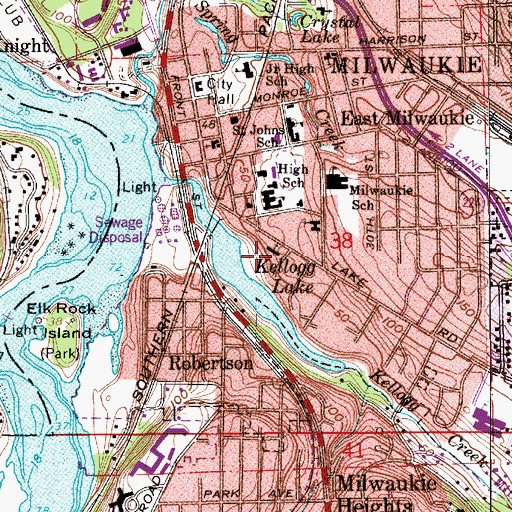 Topographic Map of Milwaukie Presbyterian Church, OR