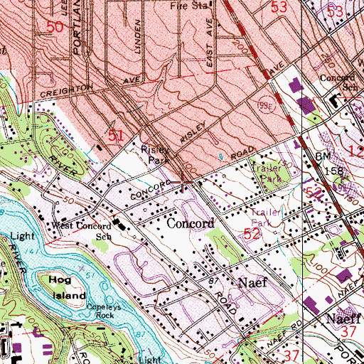 Topographic Map of Amazing Grace Lutheran Church, OR