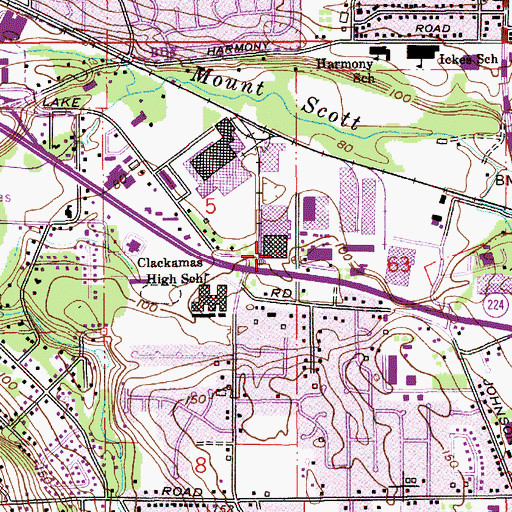 Topographic Map of Calvary Chapel Southeast Portland, OR