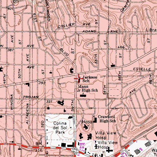 Topographic Map of Jackson Elementary School, CA