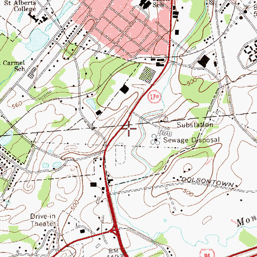 Topographic Map of Campbell Plaza Shopping Center, NY