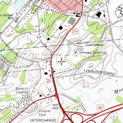 Topographic Map of Middletown Commons Shopping Center, NY