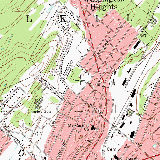 Topographic Map of Watts Memorial Park, NY
