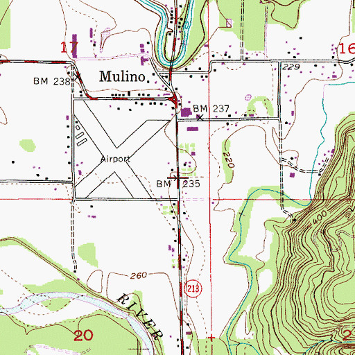 Topographic Map of Mulino Grace Community Church, OR