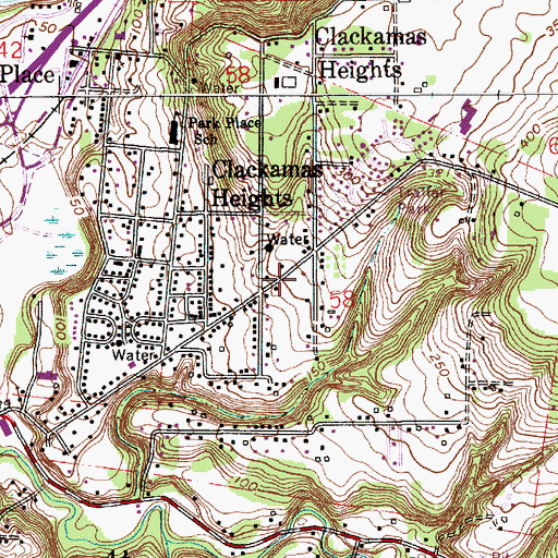 Topographic Map of Oregon City Baptist Church, OR