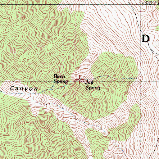Topographic Map of Jail Spring, CA