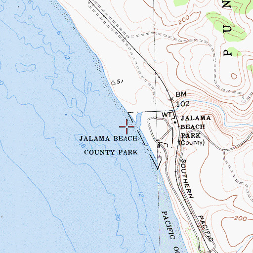 Topographic Map of Jalama Creek, CA