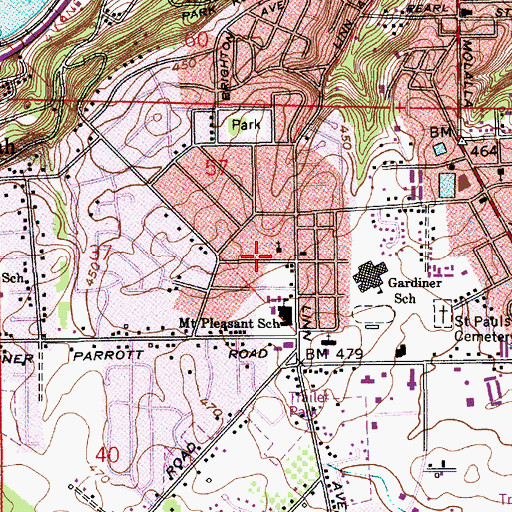 Topographic Map of Oregon City Evangelical Church, OR